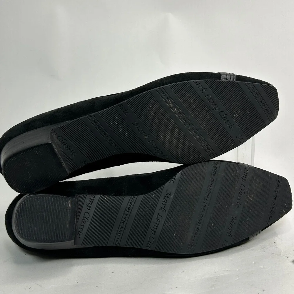 Mark Lemp Classics Walking Cradles Black Suede Leather Square‎ Toe Pumps 10M
